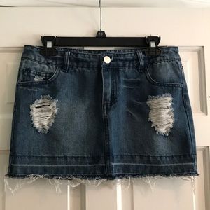 Refuge Ripped Jean Skirt